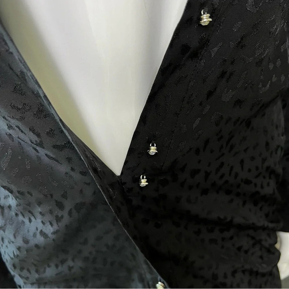 New Zara Black Leopard Jacquard Mini Dress Sz S - Picture 9 of 16